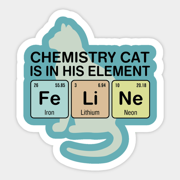 Chemistry Cat - Fe Li Ne Sticker by oddmatter